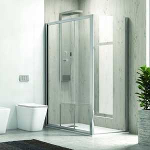 Kamalu KP3000S Cabina de ducha moderna 110X70 Apertura deslizante Sin marco Caja de vidrio de 8mm con marco de aluminio para Baño - Product Image 2