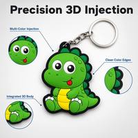 Individueller Niedlicher Cartoon-Dinosaurier 3D Weicher PVC-Schlüsselanhänger Matt-Finish Grüner Baby-Dino Gummi-Charm Geschenk