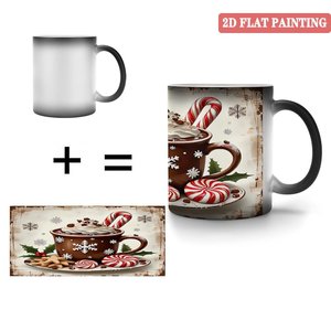 Mug personnalisé avec logo, noir givré, 11 oz, en céramique, tasse sensible à la chaleur - Product Image 4