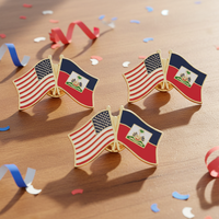 GREPAS GIFTS Épinglette de revers 28 mm avec drapeaux croisés des États-Unis et d'Haïti