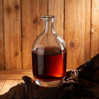Bouteilles en verre rondes de 500 ml et 750 ml en gros, super claires, vides, avec bouchon en bois et bouchon en liège pour whisky, gin, tequila