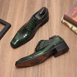 Three-piece Connector Genuine Leather Small Square <b>Toe</b> Business Formal Lace-up Anti-Slip Breathable Lightweight Autumn - Product Image 3