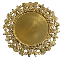 Assiettes de présentation rondes en plastique PP doré de luxe WOJU, durables, pour mariage, motif personnalisé, vaisselle de dîner, fête à domicile