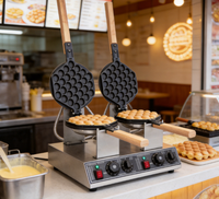 Machine à gaufres aux œufs double tête professionnelle style Hong Kong, électrique, pour la vente de snacks