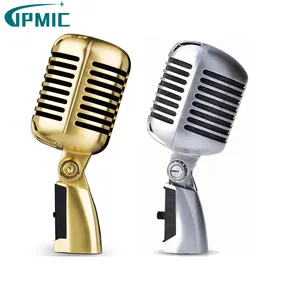 Mikrofon Klasik Berkabel Profesional, Kualitas Baik Koil Bergerak Dinamis Mike Deluxe Logam Vokal Gaya Lama Ktv Mic Mike