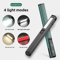 Mini linterna con Zoom en forma de bolígrafo, fuente de tres luces recargable, luz LED médica, pluma de pupila fuerte, luz ABS, impermeable, USB COB