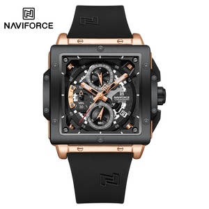 Montre carrée de luxe NAVIFORCE 8064 pour homme, étanche, lumineuse, avec date, bracelet décontracté, montre à quartz pour homme - Product Image 1