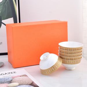 Customized Wholesale European Luxury Porcelain Dinner Set with Bone China Bowls and Spoons gift <b>box</b> - Product Image 2