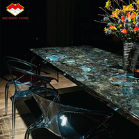 Comptoirs en granit bleu cristallin brillant, granit bleu Lemurian pour hôtels, granit pour murs, carreaux de sol, table basse