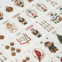 2026 Tuiles de Mahjong Américaines Originales Thème Noël en Acrylique Casse-Noisette Bonhomme de Neige Traîneau Luxe Voyage Divertissement Familial Blanc