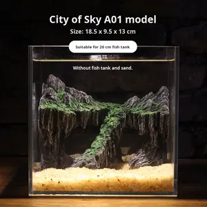 Sky City <span class=keywords><strong>Aquarium</strong></span> Landschapsarchitectuur Rotstuin Canyon Met Planten Decoratieve Ornamenten Simulatie Mosstenen Gemakkelijk En Snel Niet Giftig - Product Image 2