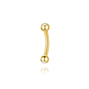 Pendiente de barra curva chapado en oro de plata de ley 925 con rosca interna y doble cabeza para mujer - Product Image 3