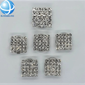 Nút áo hình vuông pha lê bạc lấp lánh, không cần may, kẹp lên, dành cho nữ, trang trí khuy áo, phụ kiện - Product Image 4