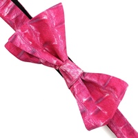 Nœud papillon fantaisie pour homme, réglable, imprimé personnalisé, motif peau d'animal, en soie fuchsia, à nouer soi-même
