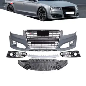 SPM Front Bumper Kit 2015-2017 Plastic with Grille for Audi A8 Bumper Body Kit Accessories Jiangsu Carbon Black 1 Set 7-15 Days