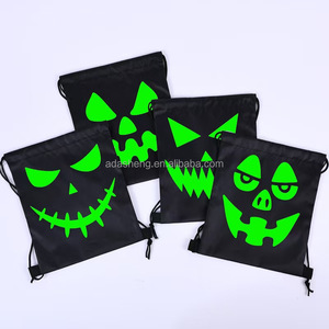 Halloween Glow-in-the-Dark Battery Powered <b>Drawstring</b> <b>Backpack</b> for Adult Outdoor Use-Polyester Material for Holidays Graduation - Product Image 2