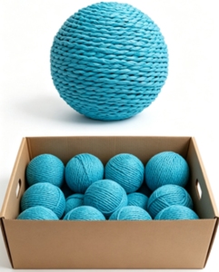 Jouet pour chat en corde de <span class=keywords><strong>papier</strong></span> bleu ciel tressé, résistant à l'usure, balle en ficelle torsadée, jouet interactif pour gratter, mordiller et nettoyer les dents - Product Image 6