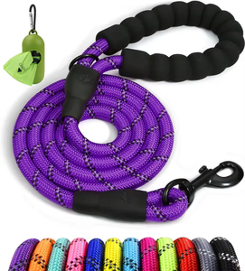 Durable Classic Stylish Reflective Braided Nylon Lace Padded <b>Pet</b> <b>Leash</b> Multiple Colors Comfortable Foam Handle Safe Convenient - Product Image 4