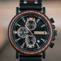 Montres-bracelets pour hommes BOBO BIRD personnalisées, chronographe, mouvement à quartz japonais, bracelet en acier inoxydable, montres en bois tendance