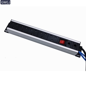 Prise de bureau en alliage d'aluminium Gelongtu, 13A, norme britannique, 4 ports, 2 ports réseau CAT6, interrupteur double niveau - Product Image 4
