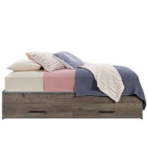 Lit plateforme vintage avec tiroirs double face, bois brun, pour adultes, enfants et personnes âgées - Product Image 2