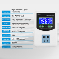 Thermostat numérique à brancher avec écran LCD, contrôle de la température et boutons d'alimentation pour chauffage, climatiseur, serre, ventilateurs