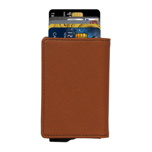 PU Anti-Theft Open Business Credit Card Holder <b>Wallet</b> Nylon Lining Short Length Pop-Up Design <b>RFID</b> Blocking Large Capacity - Product Image 2