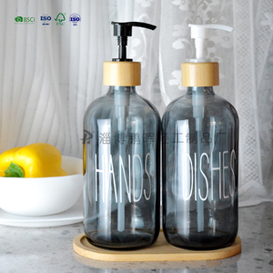 Hot Bán Tre Bơm Chất Lỏng Dispenser Thủy Tinh Rỗng Dầu Gội Món Ăn Xà Phòng Tắm Nước Rửa Tay Lotion Chai Cho Tắm Nhà Vệ Sinh Nguồn Cung Cấp - Product Image 2