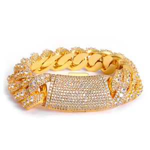 Custom OEM 18K Gold PVD Bezel Set Micro Pave 22mm Bubble Cuban Moissanite <b>Bracelets</b> S925 Silver Hip Hop Iced Bling Wholesale - Product Image 1