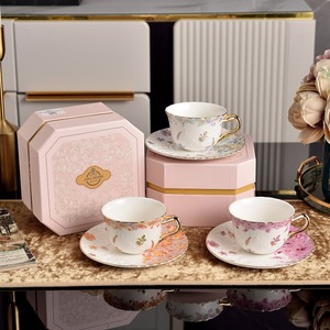 European Flower Printing New Bone China Porcelain Tea <b>Cup</b> and Saucer <b>Set</b> Vintage Afternoon Coffee <b>Cup</b> <b>Set</b> - Product Image 1
