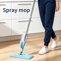 Mopa Plana de Microfibra con Pulverizador de Agua, Rotación 360°, Recargable, con Panel Grande y Almohadilla Reemplazable, para Uso en Seco y Húmedo