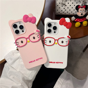 Custodia per telefono in silicone con gatto e occhiali a cartone animato per iPhone 17-11 Pro/Plus X/XS Max 6/7/8 Plus 4/5S anti-caduta - Product Image 3