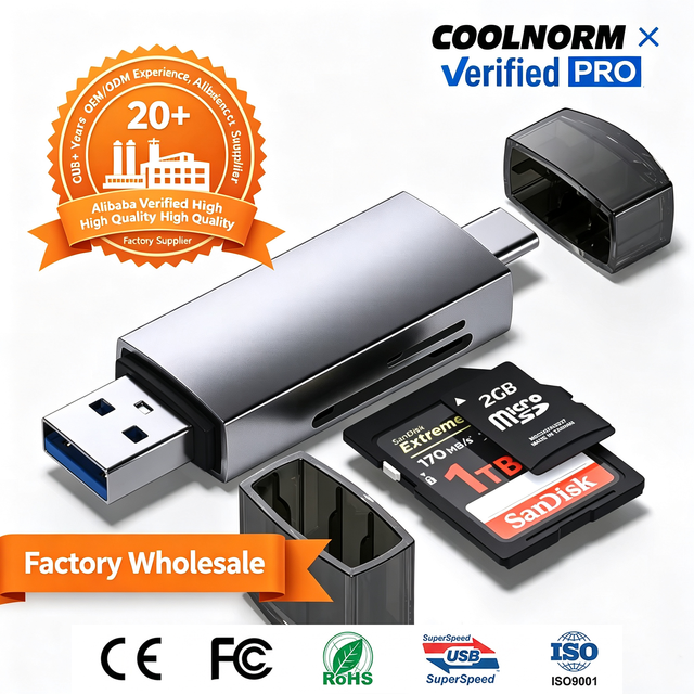 Aluminum Alloy SD Card Reader OTG Adapter 5Gbps USB-C + USB 3.0 Portable 2-Slot SD/MicroSD/SDXC/SDHC/MMC Compatible MacBook