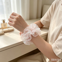 Chouchou en organza transparent à imprimé floral pour femme, en mousseline douce, élastique, pour usage quotidien