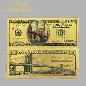 Hot Sales America Broolyn Bridge Bankbiljet 100 dollar in 24k verguld goud voor verzameling - Product Image 1