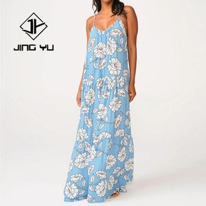 New Fashionable Beach Print <b>Loose</b> Maxi <b>Dress</b> Custom Soft and Breathable Rayon Hawaiian <b>Dress</b> - Product Image 1