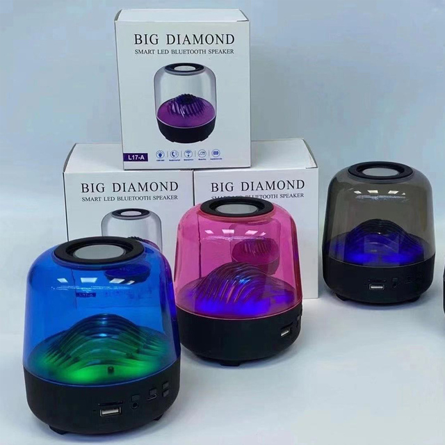 Diamond Light up bluetooth Speaker with Color Changing Led Super Bass Wireless Speaker with TF Card Small Transparent Speaker