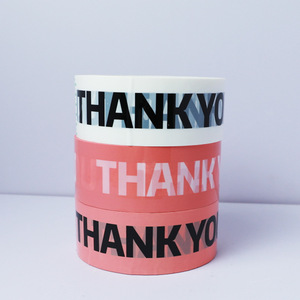 Hot Sale Heavy Duty Weiß/Pink Hintergrund Schwarz DANKE Packband Cartoon Druck band für Box Sealing - Product Image 1