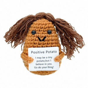 Poupée pomme de terre en tissu peluche doux, crochetée à la main, avec rembourrage en PP, style vif et amusant, cadeau d'anniversaire tricoté - Product Image 5