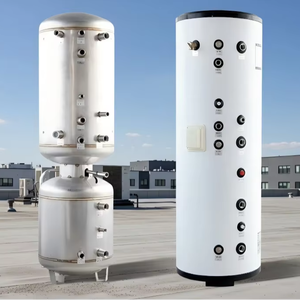 Réservoir tampon double en acier inoxydable de 500 L avec serpentin interne pour chauffe-eau thermodynamique, combinaison de production d'eau chaude sanitaire et de chauffage - Product Image 1