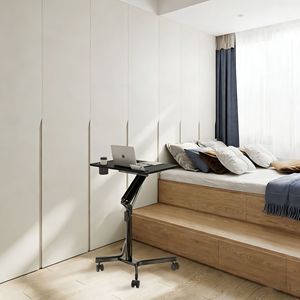 Escritorio Ekintop de altura ajustable, blanco, plegable, con ruedas, para oficina en casa. - Product Image 3