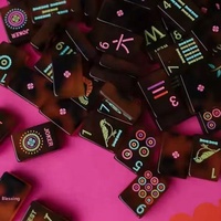 Tuiles de Mahjong américaines translucides effet écaille de tortue, ensemble de 160 pièces avec gravure néon colorée pour soirée de jeu moderne