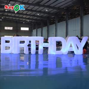 Lettres gonflables personnalisées Sayok Ballons auto-gonflables joyeux <span class=keywords><strong>anniversaire</strong></span> avec éclairage coloré - Product Image 2