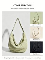 Sac bandoulière hobo à carreaux pour femme, grande capacité, en tissu bulle, avec logo et couleur personnalisables, sac à bandoulière décontracté pour le quotidien