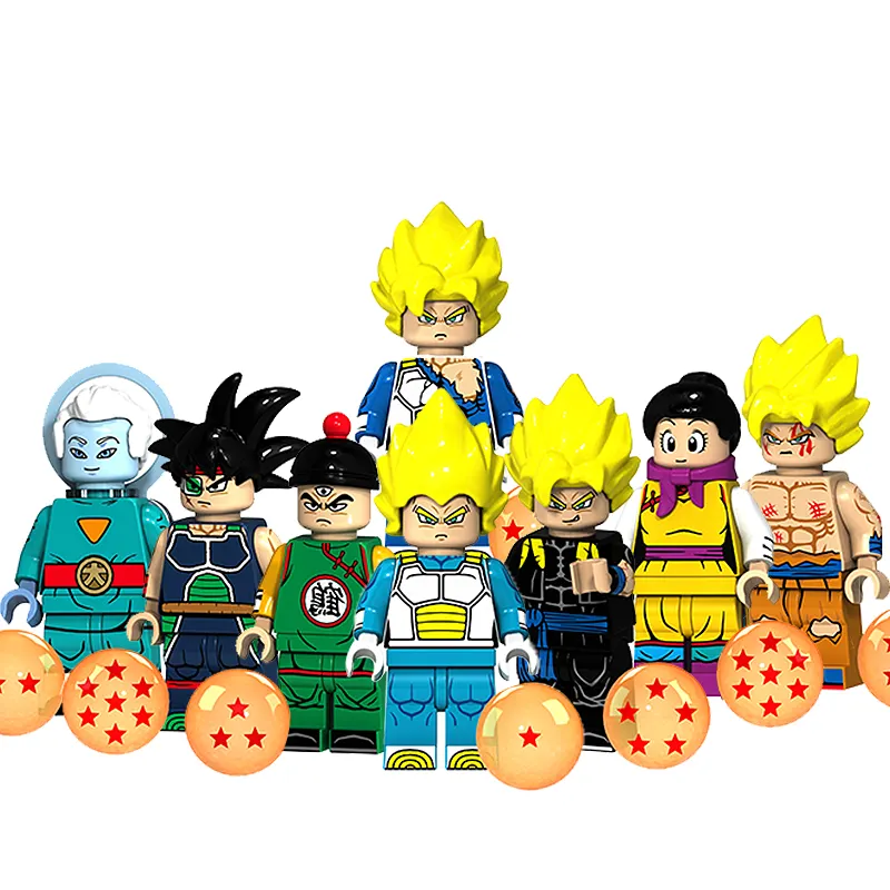 Venda quente Anime Figuras Goku Son Gohan Vegeta Raditz Tenente Arnold Violett figuras de Ação Building Blocks Brinquedos Para Crianças