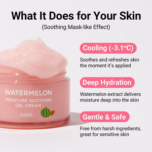Crème hydratante pour le visage quotidienne, gel crème hydratant apaisant et rafraîchissant à la pastèque, pour un effet repulpant - Product Image 4