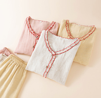 Ensembles de pyjamas en coton et lin à manches longues pour femmes, confortables et respirants, vêtements de maison pour le printemps, l'automne et l'hiver, offre ODM