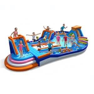 Château gonflable géant commercial en PVC pour enfants, parc aquatique gonflable avec <span class=keywords><strong>toboggan</strong></span> et <span class=keywords><strong>piscine</strong></span> - Product Image 2