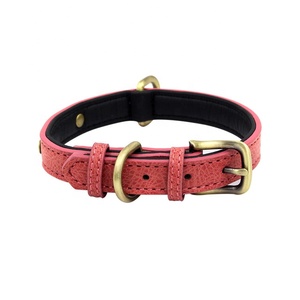 2025 Hot Selling Lychee Pattern Microfiber <b>Brushed</b> Bronze Plated Stainless Steel <b>Pet</b> Collar - Product Image 2