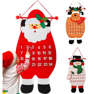 <span class=keywords><strong>Calendario</strong></span> de Adviento Navideño Colgante de Fieltro 3D, <span class=keywords><strong>Calendario</strong></span> de Cuenta Regresiva de Papá Noel de Fieltro con 24 Bolsillos de Almacenamiento para Decoración Navideña del Hogar - Product Image 1